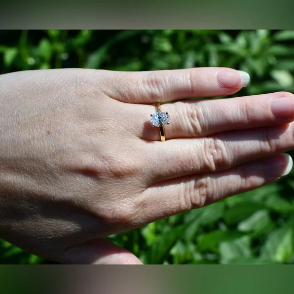 1.07 CT Lab-Grown Oval Solitaire in 14K Yellow Gold with White Gold Prong Tips - Picture 7 of 9